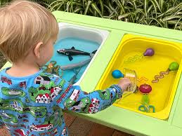Our Diy Ikea Flisat Outdoor Sensory Table How We Montessori