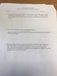 Identify the reactants and products and write a word equation. Stoichiometry Problems Worksheet 1 Answers