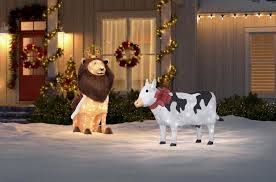 These christmas outdoor decorations combine many elements to illuminate and decorate steps leading into your home. Buy A Light Up Christmas Cow Decoration At Home Depot Simplemost