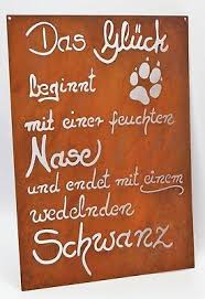 Edelrost Tafel Hundegluck Gelasert 30x21cm Schild Garten Deko Geschenk Edelrost Tafel Gartendekoration