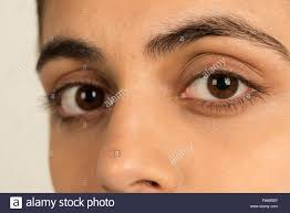 Lange Wimpern Und Hasel Dunkelbraune Augen Junge Dame Suchen Sehen In Die Seele Stockfotografie Alamy