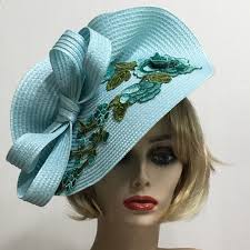 Blue Derby Fascinator, Races Headband, Kentucky Derby Hat, Races  Fascinator, Rose Embroidered Fascinator, Preakness Races, Wedding Guest