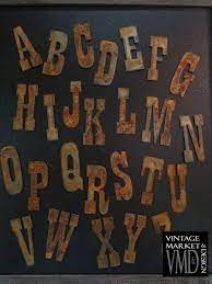 Rustic Rusty Metal Letters 3 Inch Decor And Accessories Vintage Market And Design Vintage Market And Design 1 Abecedario Tipografia