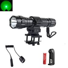 Green Led Hunting Light Kit Bright Long Range Flashlight Torch 350 Lm Recharge Hunting Hunt Hunter Hunte Hunting Light Bright Led Flashlight Tactical Light