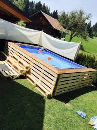 Mit dieser einfachen bauanleitung konnen sie ganz fix ein doppelbett aus paletten selbst bauen. Paletten Pool Paletten Pool Diy Pool Ideen Pool Dekor