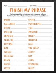 Finish My Phrase Finish The Phrase Halloween Scattergories Etsy Halloween Class Party Family Halloween Party Halloween Party Games