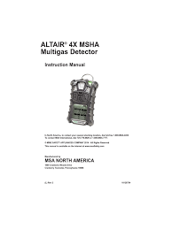 Correct use the altair 4x multigas detector is for use by trained and qualified personnel. Personal Gas Detector Msa Altair 4x Manual Battery Charger Humidity