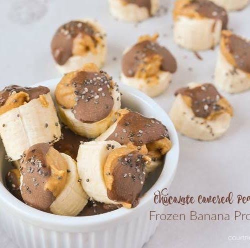 Frozen Banana Protein Bites ready to serve, AI generated
