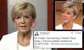 Has anyone seen my earring?': Foreign Minister Julie Bishop tweets  followers after losing her jewellery in Martin Place... and going