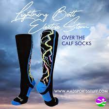 Crazy Socks With Lightning Bolts Electric Storm Over The Calf Softball Socks Calves Baseball Socks