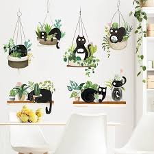 Beddinginn offers a huge selection of high quality 3d bedding sets,3d curtains,3d clothing,car seat covers and other home decorations. Buy Green Potted Plant Cactus Wall Decal Cute Black Cat Stickers Auhoky Creative Tropical Bonsai Flower Cactus Wallpaper Removable Animal Art Mural For Bedroom Kitchen Nursery Home Decoration Online In Turkey B0922wvlp9