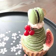 抹茶好きさんへ 濃茶お洒落モンブランタルトのメモスタンド フェイクスイーツ フェイクスイーツ スイーツ タルト