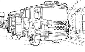 Coloriage - Camion de pompiers Scania