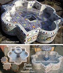 Moroccan dome roof with ornate pillar accents the outside of the home. Mosaic Fountain Moroccan Tiles Los Angeles