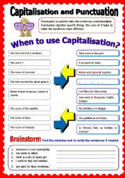 Capitalisation And Punctuation Esl Worksheet By Shusu Euphe