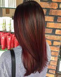 Chestnut brown ribbons will make your dark red hair pop while adding texture and dimension. Red Brick Balayage For Dark Brown Hair Hair Color Burgundy Wine Hair Burgundy Hair