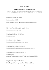 Majlis anugerah cemerlang & majlis graduasi 2019. Http Www Llm Gov My Documents Speech Teksucapan Ybmapc2014 22062015113431 Pdf