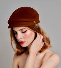 Shelby Unisex stores Brown Felt Flat Cap