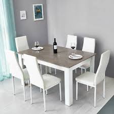 7pcs dining set 1 table + 6 chairs tempered glass top chair with synthetic leather color: White Dining Table 6 Chairs In Kitchen Dining Tables For Sale Ebay