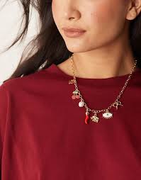 Pearl Beads Accessorize Pearl Cherry Necklace ASOS DESIGN Necklace With  Faux Freshwater Pearl And Triple Red