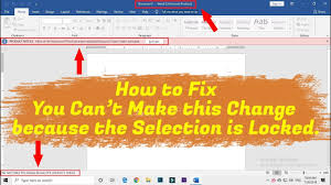 In some situations, you can use your mobile device to unlock the file and continue editing it. 2020 You Can T Make This Change Because The Selection Is Locked In Office 2019 Unlock Ms Word Youtube