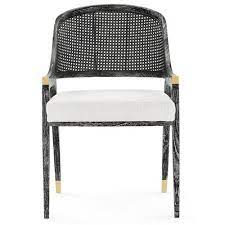 Bungalow 5 Edward Modern Classic Ivory Cushion Woven Cane Black Wood Dining Arm Chair In 2021 Dining Armchair Wood Dining Arm Chair Wood Counter Stools