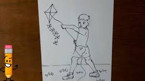 Color the kite in bright colors of red, yellow and blue. How To Draw A Boy Flying A Kite Step By Step Herunterladen