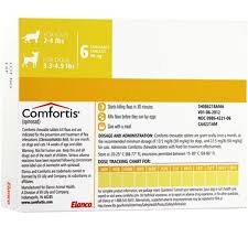 Comfortis For Dogs 3 5lbs Cats 2 4lbs Yellow 6 Chew Tabs