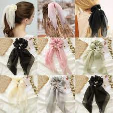 Girls Chiffon Bow Long Ribbon Hair Scarf Rubber Band Hair Tie Hair Rope Decor F Scarf Hairstyles Ribbon Hair Long Ribbons
