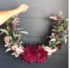 Learn how to make an easy diy modern fall gold ring wreath using faux flowers and greenery and i have created an easy and modern fall wreath using plum and blush tones and my favorite gold ring. Diy Modern Fall Gold Ring Wreath Making Home Pretty