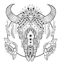 Pin By Karla Davis On Color It My Stress Release Skull Coloring Pages Animal Coloring Pages Cow Skull