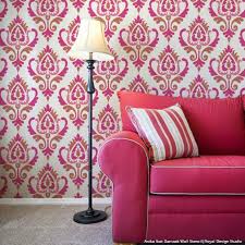 The ikat patterns are originally painted using watercolor, and shows a gentle blending effect unique to watercolor. 16 Decorating Ideas Using Ikat Pattern Stencils Royal Design Studio Stencils