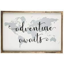 Adventure Awaits Map Wood Wall Decor In 2020 Travel Wall Decor Adventure Decor Metal Tree Wall Art