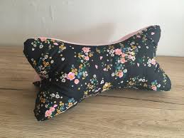 Reading Bones, Black Pink With Flowers, 2 Coloured, Flowers, Neck Pillow,  Bookend, Book Cushion, Neck Support