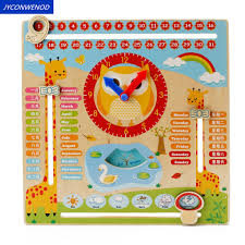 Weather Season Calendar Clock Wall Hanging Wooden Board Cognition Preschool Childrens Educational Toys Wooden Montessori Toys