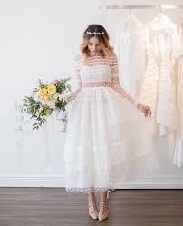 So In Love With This Dainty Feminine Tea Length Wedding Dress From Designer Christoscostarell Tea Length Dresses Tea Length Wedding Dress Midi Wedding Dress