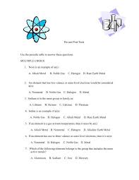 Metals and nonmetal answer key. Pre And Post Tests Use The Periodic Table To Answer These Questions