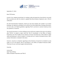 On september 15, 2020, the college's title ix investigator, . Title Ix Letter Ravenswood Elementary School