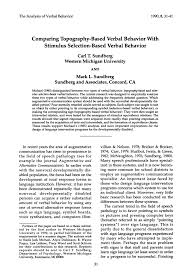 Comparing Topography Based Verbal Behavior With Stimulus Selection Based Verbal Behavior Carl T Su Verbal Behavior Behavior Analysis Applied Behavior Analysis