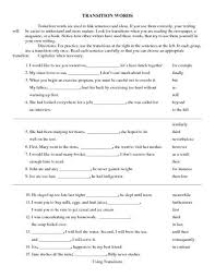 Transition Words Worksheets 4th Grade Transition Words Worksheet For 7th 10th Grade In 2020 Transition Words Worksheet Transition Words Transition Words Activities