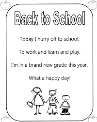 Back To School Poem Great For Shared Reading First Day Of School Quotes Back To School Poem Poems About School