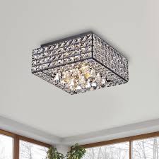 Gisela Modern Square Crystal Flush Mount Chandelier In Antique Black Square Crystal Flush M Flush Mount Chandelier Flush Mount Ceiling Lights Ceiling Lights
