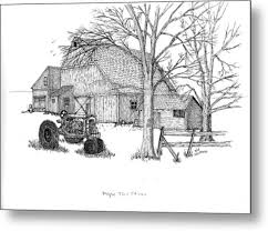 Maple Tree Farm Metal Print By Jack G Brauer In 2021 Tree Drawing Tree Sketches Drawings