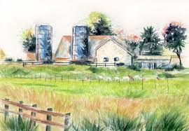 The Llama Farm At Horton Bay By Mary Jill Lemieur Watercolor 7 X 10 Farm Paintings Michigan Art Painting