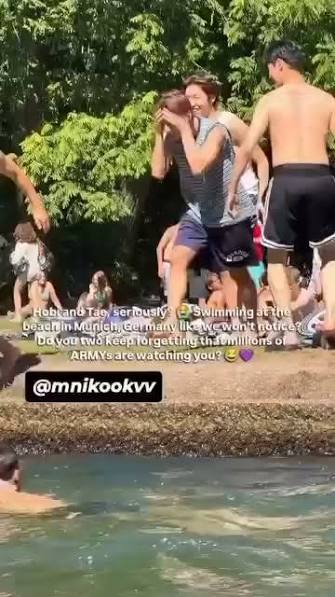 #jungkook #Taehyung #JHope spotted at Munich Beach ⛱️ 😎 🏊‍♀️ #taekook #tetegugu 🐰🐻🐿💜, #WORLDTOURARIRANG 🌏🏟, #BTS #btsarmy | Summer Armyz | Facebook