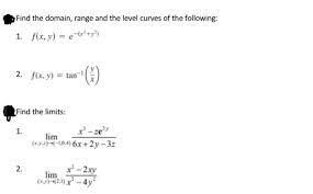 Solved Find The Domain Range And The Level Curves Of The Chegg Com