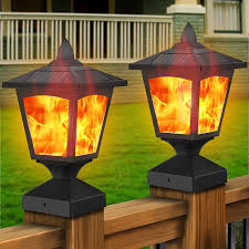 It can stay in place well and handle a good mount of extreme weather, snow and rain. Buy Solar Post Lights Outdoor Fence Post Cap Flame Lights 4x4 Deck Post Top Led Lights Waterproof Decorative Garden Solar Powered Flickering Flame Effect Lights For Yard Garden Patio Decoration 2pack Online In Indonesia B08t96wyg4