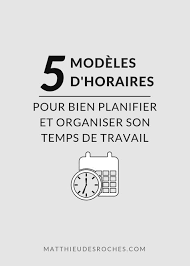 Leur bureau est toujours rangé et ils ont même le temps de discuter autour de la machine à café. 5 Modeles D Horaires Pour Bien Organiser Son Temps De Travail Matthieu Desroches Temps De Travail Comment Organiser Son Temps Modele De Plan D Affaires