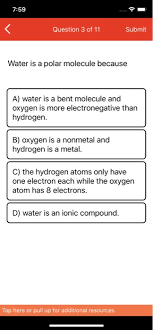 The shape of each water molecule influences the way it interacts with other water molecules and with other substances. 7 59 Question 3 Of 11 Submit Water Is A Polar Chegg Com