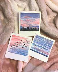 Some Watercolour Polaroids I Ve Drawn Today Drawing Diy Art Painting Mini Canvas Art Painting Art Projects
